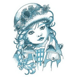 Adorable little girl embroidery design - Embroidery Design