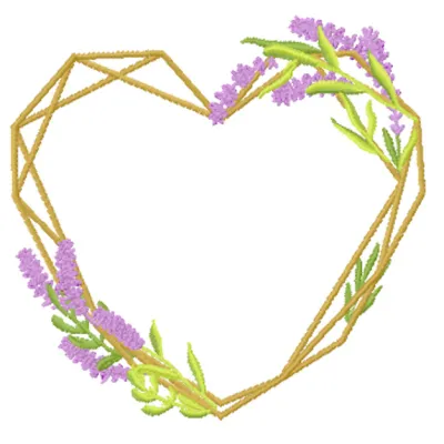 Lavender Heart embroidery design showcasing a romantic stitched motif, ideal for gifts and decorative projects.
