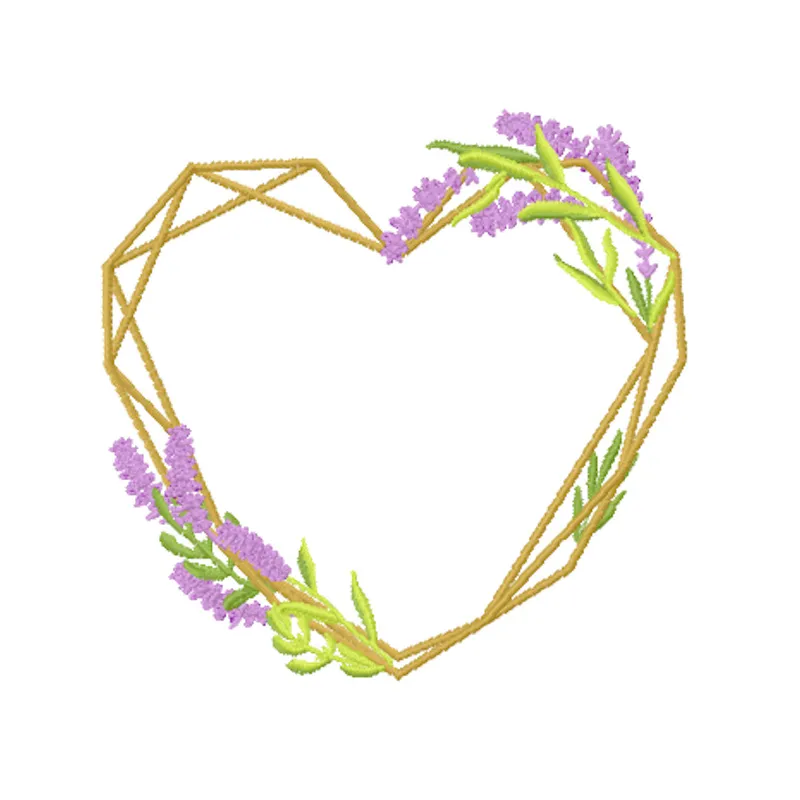 Lavender Heart embroidery design showcasing a romantic stitched motif, ideal for gifts and decorative projects.