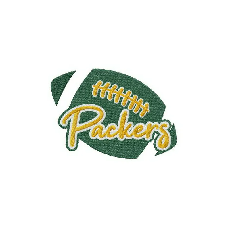 Preview of the Packers fan logo embroidery design, perfect for stitching on caps or hoodies for football enthusiasts.