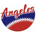 Angeles fan logo embroidery design for baseball, showcasing intricate stitching details and vibrant colors.