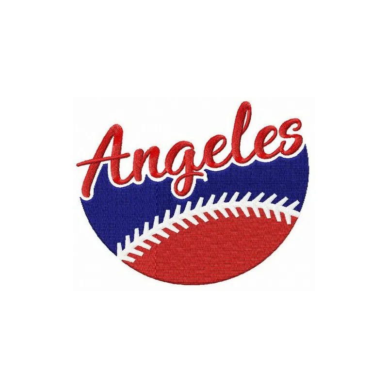 Angeles fan logo embroidery design for baseball, showcasing intricate stitching details and vibrant colors.
