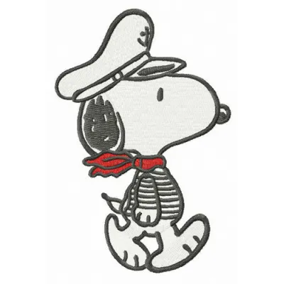 Snoopy the captain embroidery design showcasing the beloved character in a charming nautical theme.
