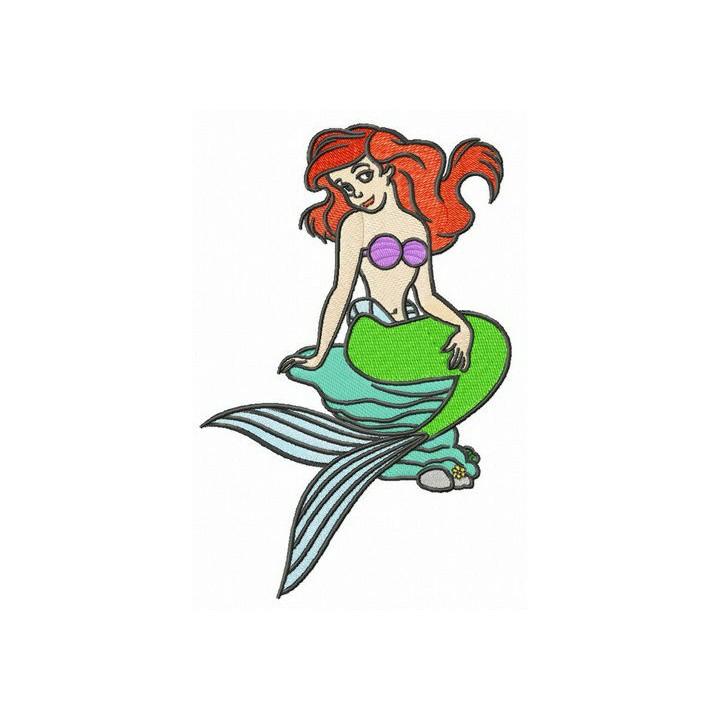 Ariel on the rock embroidery design - Embroidery Design