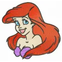 Young Ariel embroidery design showcasing a whimsical Little Mermaid motif for stitching on kids' clothing.