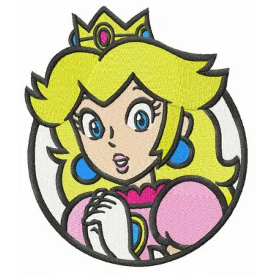 Embroidery design featuring Princess Peach from Super Mario, ideal for creating unique stitched motifs.