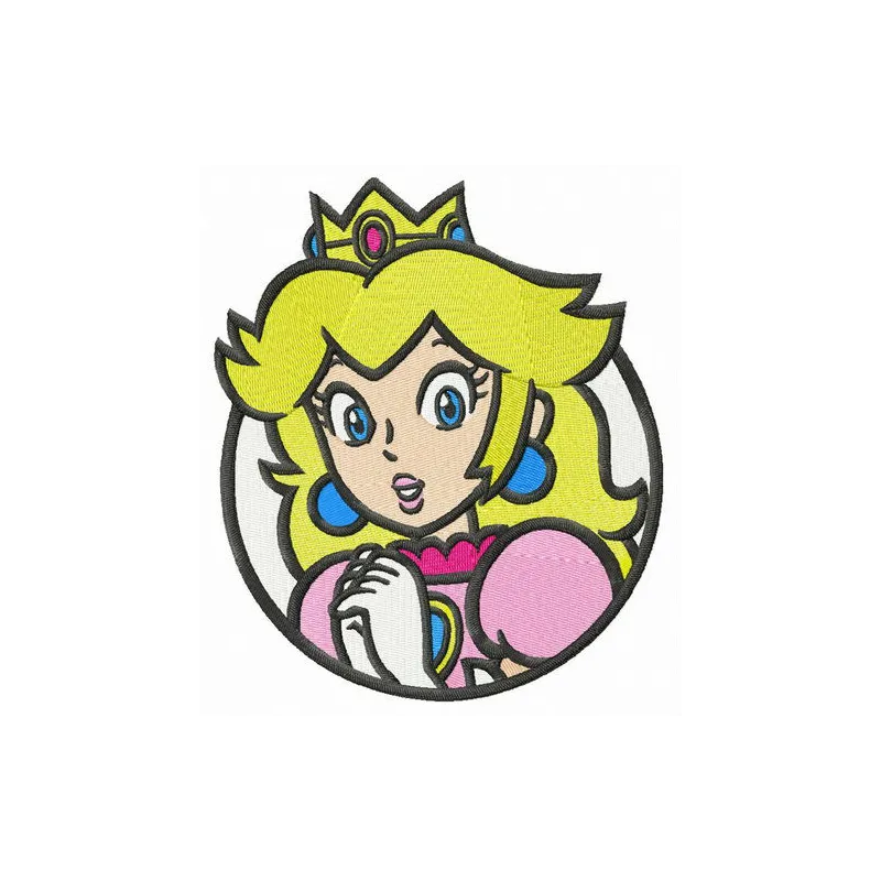Embroidery design featuring Princess Peach from Super Mario, ideal for creating unique stitched motifs.