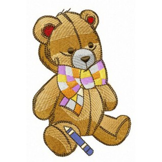 Teddy bear and crayon embroidery design - Embroidery Design