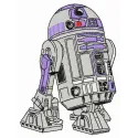 R2-D2 embroidery design featuring the beloved droid from Star Wars, ideal for stitching on various fabric items.
