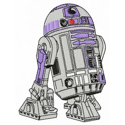 R2-D2 embroidery design featuring the beloved droid from Star Wars, ideal for stitching on various fabric items.