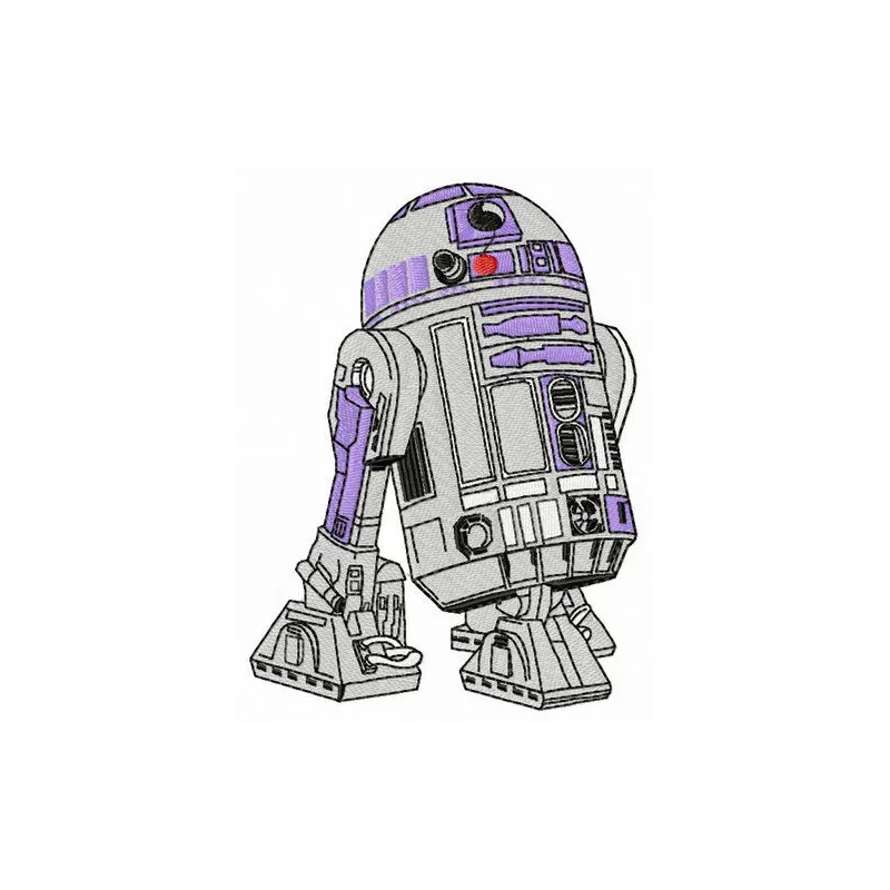 R2-D2 embroidery design featuring the beloved droid from Star Wars, ideal for stitching on various fabric items.