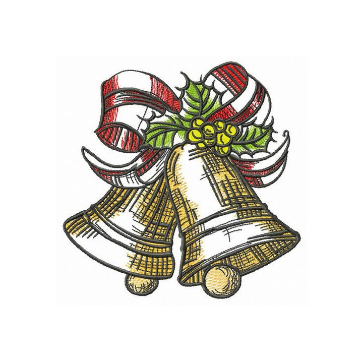 X-mas golden bells embroidery design - Embroidery Design