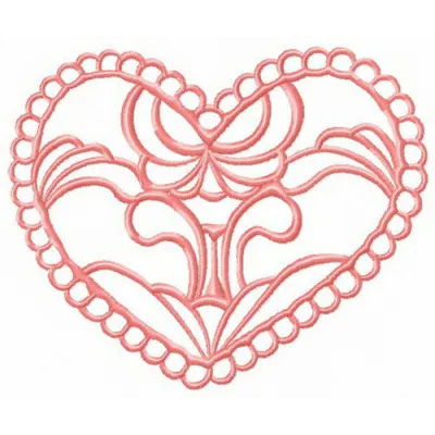 Preview of a heart decoration element embroidery design featuring intricate stitching patterns for embellishing various proj…