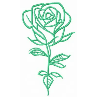 Fresh rose flower embroidery design showcasing intricate petals and leaves, ideal for embellishing garments and accessories.