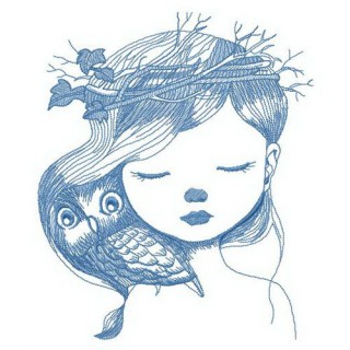 Hiding owl embroidery design - Embroidery Design
