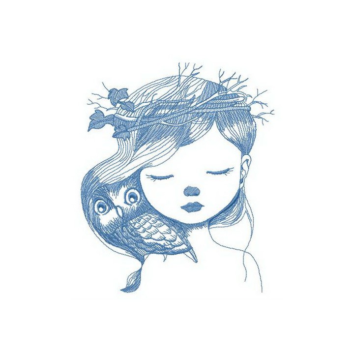 Hiding owl embroidery design - Embroidery Design