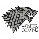 Winter is Coming embroidery design inspired by Game Of Thrones, showcasing intricate stitching patterns for creative project…