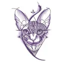 Geometric pattern embroidery design featuring a Sphynx cat, ideal for creating unique stitched motifs on apparel.