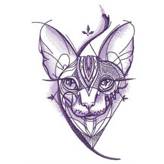 Sphynx cat geometric pattern embroidery design - Embroidery Design