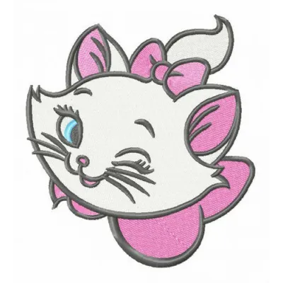 Preview of the Marie winks embroidery design from the Aristocats collection, showcasing the charming stitched motif.