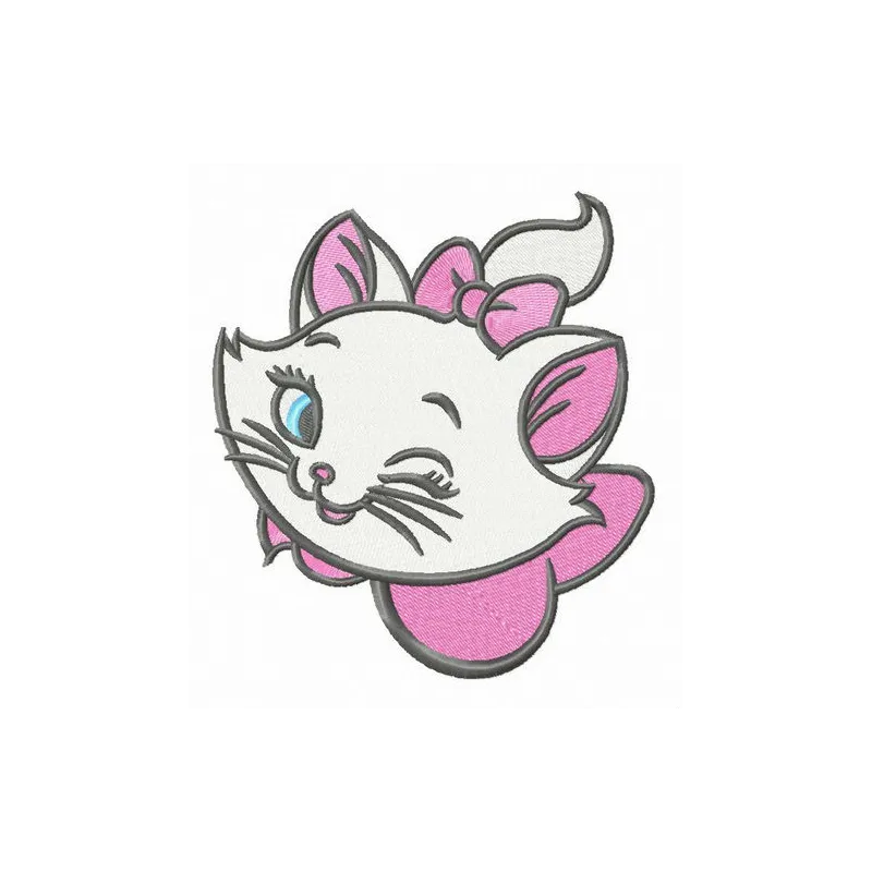 Preview of the Marie winks embroidery design from the Aristocats collection, showcasing the charming stitched motif.