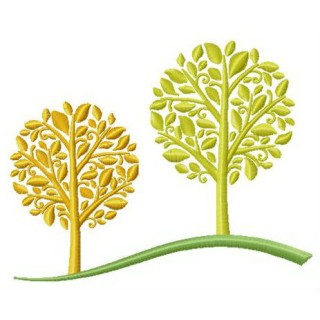 Two autumn trees embroidery design - Embroidery Design