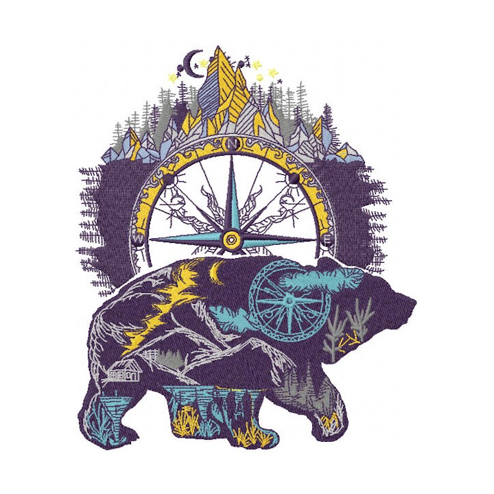 Wild bear embroidery design - Embroidery Design