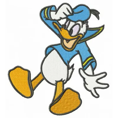 Scared Donald embroidery design featuring a whimsical duck character from Duck Tales, perfect for creative projects.