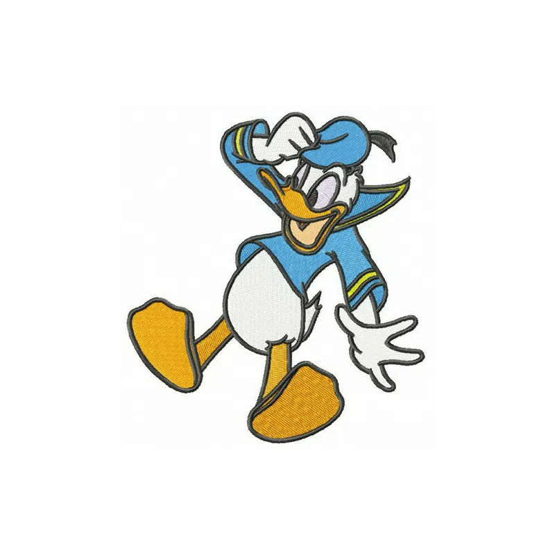 Scared Donald embroidery design featuring a whimsical duck character from Duck Tales, perfect for creative projects.