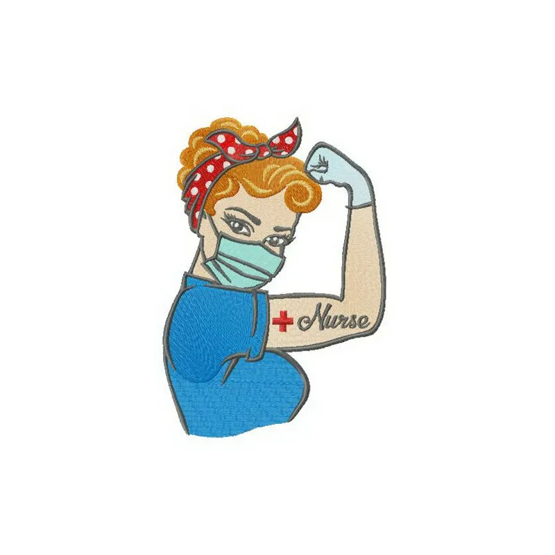Nurse embroidery design featuring a heart and stethoscope, ideal for stitching on t-shirts and tote bags.