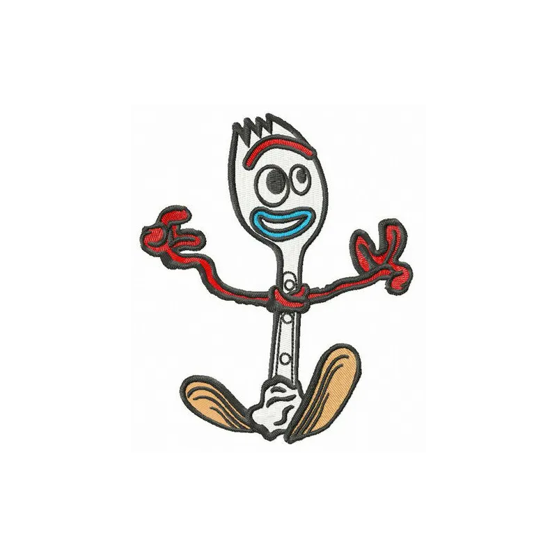 Scared Forky embroidery design featuring the beloved character from Toy Story, perfect for stitching on various fabrics.