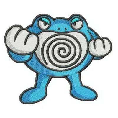 Poliwrath embroidery design preview showcasing a vibrant stitched motif inspired by the Pokemon character.