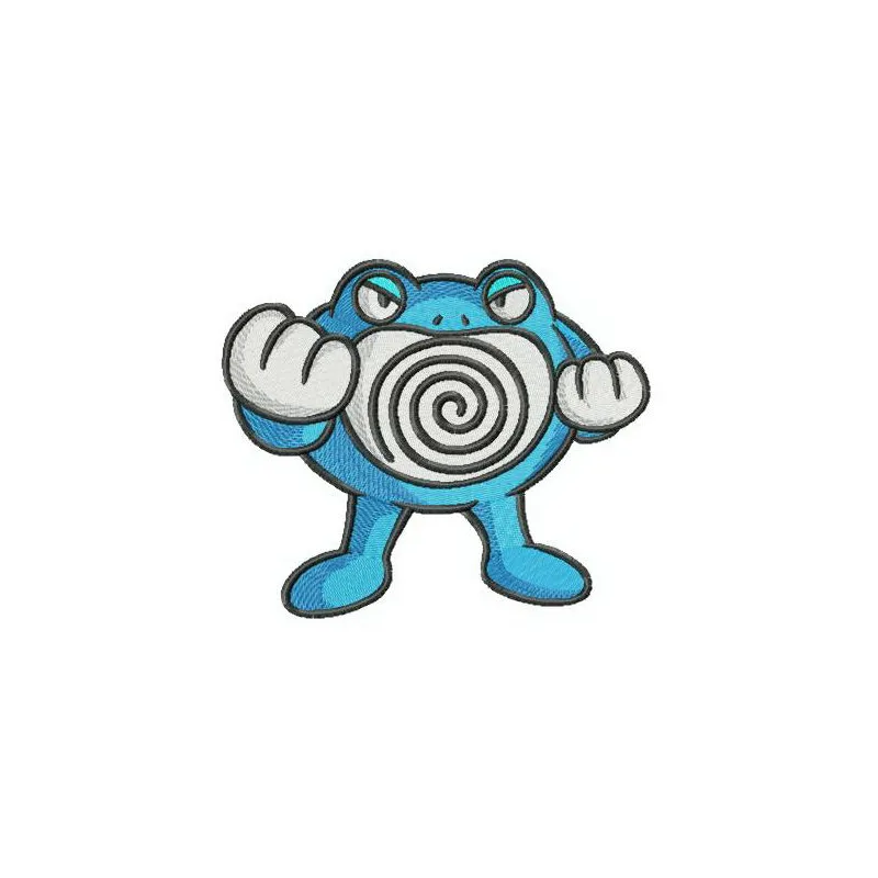 Poliwrath embroidery design preview showcasing a vibrant stitched motif inspired by the Pokemon character.