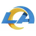 Los Angeles Rams logo embroidery design displayed on fabric, showcasing intricate stitching details for sports enthusiasts.