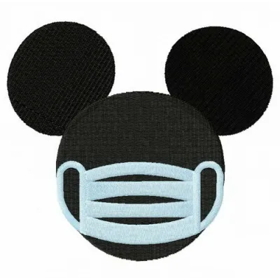 Mickey Mouse embroidery design featuring Mickey wearing a surgical mask, ideal for creative stitching projects.