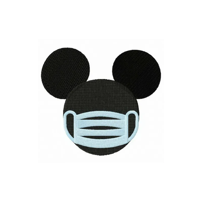 Mickey Mouse embroidery design featuring Mickey wearing a surgical mask, ideal for creative stitching projects.