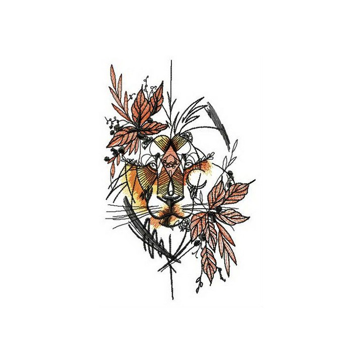 Autumn lion embroidery design - Embroidery Design