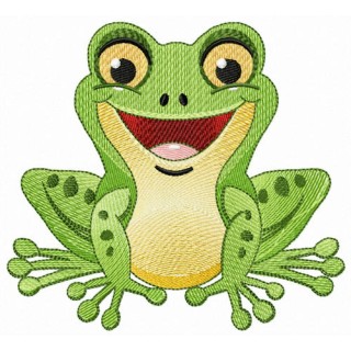 Laughing frog embroidery design - Embroidery Design