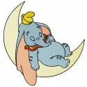 Sleeping Dumbo embroidery design featuring a whimsical elephant, ideal for baby onesies or nursery decor.