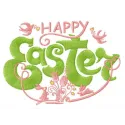 Happy Easter composition embroidery design featuring festive motifs, perfect for decorating t-shirts and tote bags.