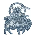 Bison embroidery design showcasing a detailed stitched motif of a woodland animal for various projects.