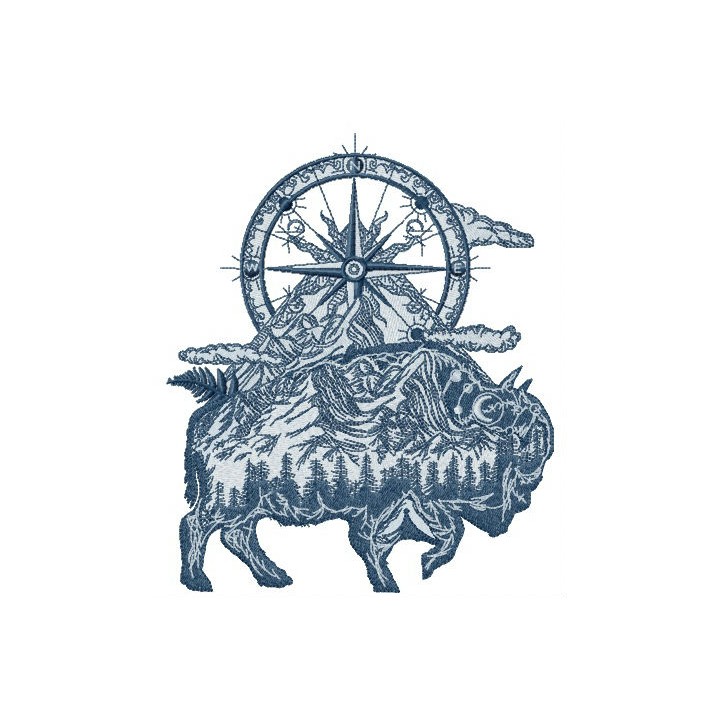 Bison embroidery design - Embroidery Design