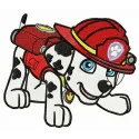 Firefighter Marshall embroidery design from Paw Patrol, showcasing a playful stitched motif for creative projects.