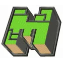 Minecraft icon embroidery design featuring iconic game elements, perfect for stitching on t-shirts or hoodies.