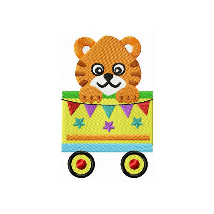 Tiger in cart embroidery design - Embroidery Design