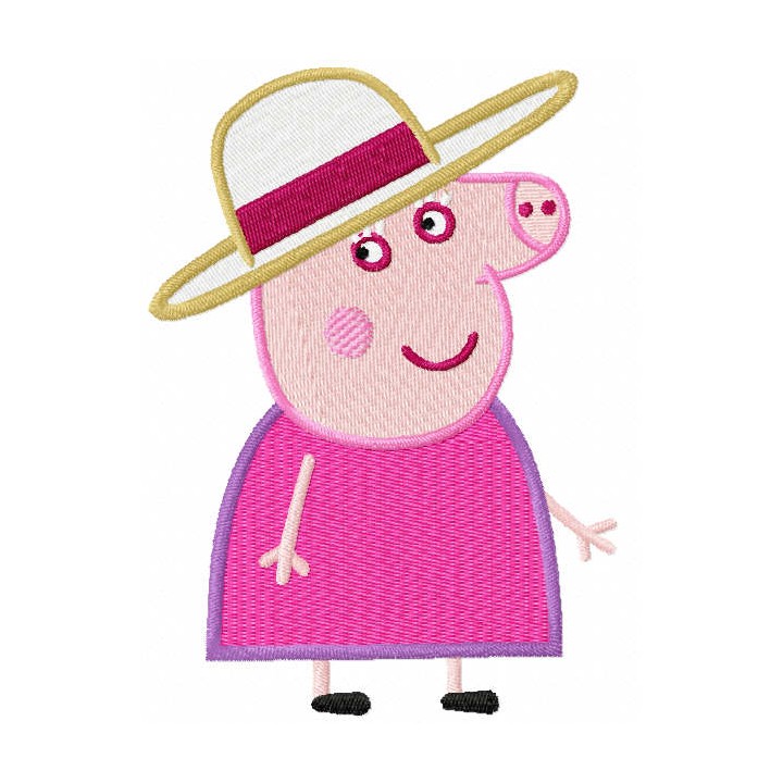 Pig lady embroidery design - Embroidery Design