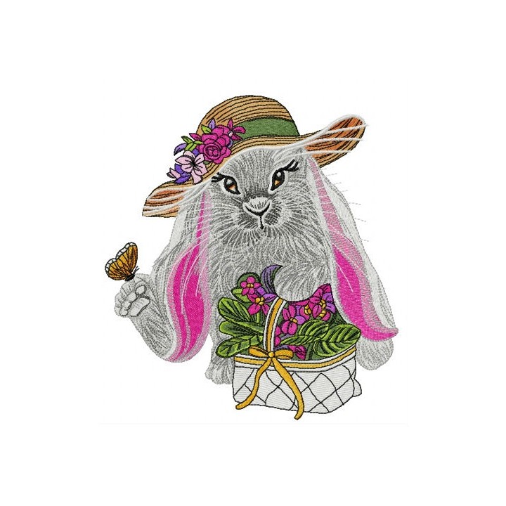 Lady bunny embroidery design - Embroidery Design