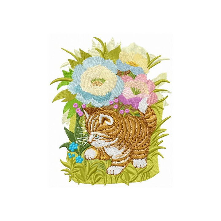 Hiding in garden flowers embroidery design - Embroidery Design