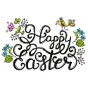 Happy Easter phrase embroidery design showcasing a cheerful message, perfect for holiday-themed projects.