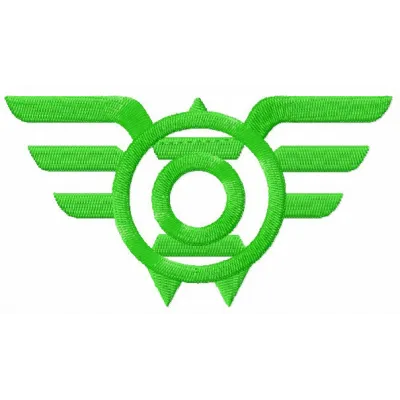 Green Lantern Wings logo embroidery design featuring intricate stitching patterns for creative projects.